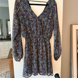Elegant Navy Floral Mini Dress